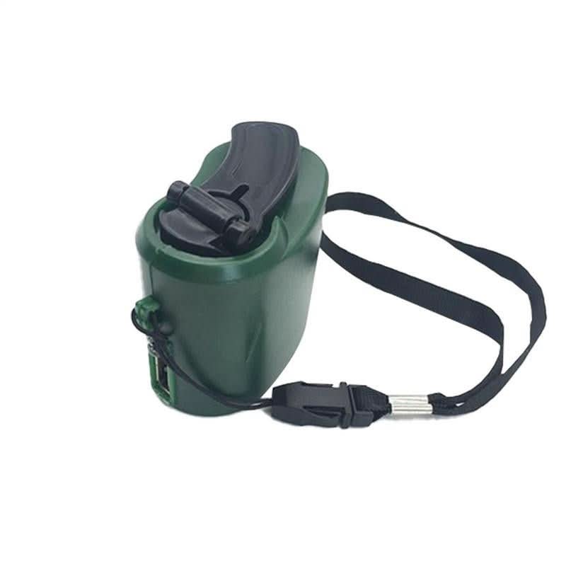 Portable emergency charger with hand crank, USB port and LED display