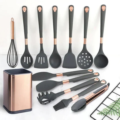 EliteCook - 12-piece gold-coated kitchen utensil set Bowlift