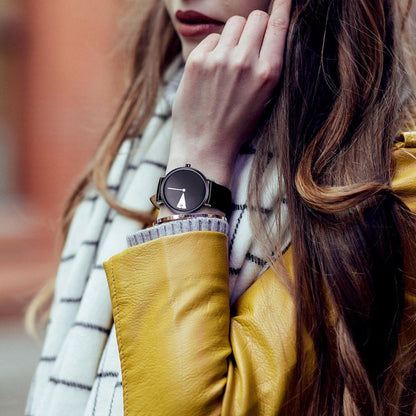 BowLift | Cute Women Watch Creative Wristwatch Lady Clock Rotate Yellow Leather Band Wristwatches Clock Montres Femme Reloj Mujer