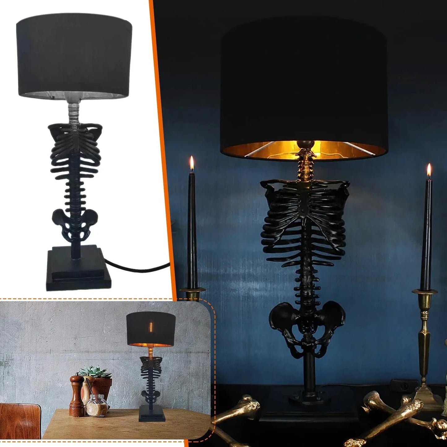 Skanto | Handmade Gothic Skeleton Table Lamp
