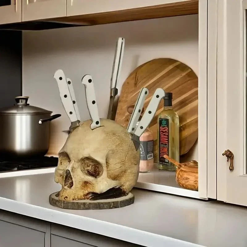 Skanto | Gothic Skull Knife Holder Kitchen Decor Stand
