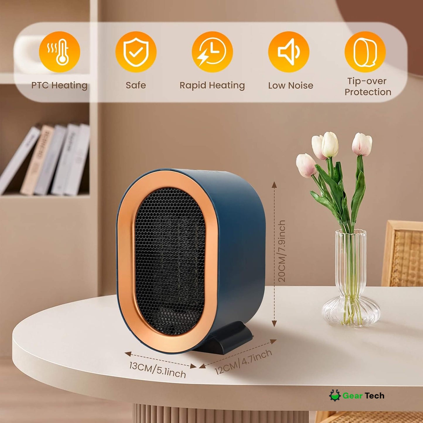 Skanto | Small Energy Efficient Room Electric Heater Portable Low Energy Power Saving