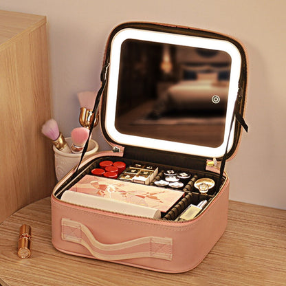 Skanto | Portable Travel Makeup Case with LED Mirror and Adjustable Light