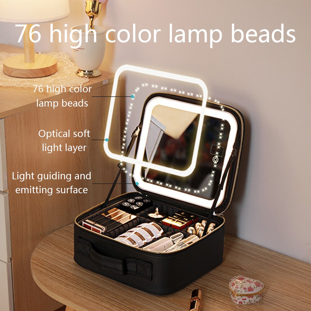 Skanto | Portable Travel Makeup Case with LED Mirror and Adjustable Light