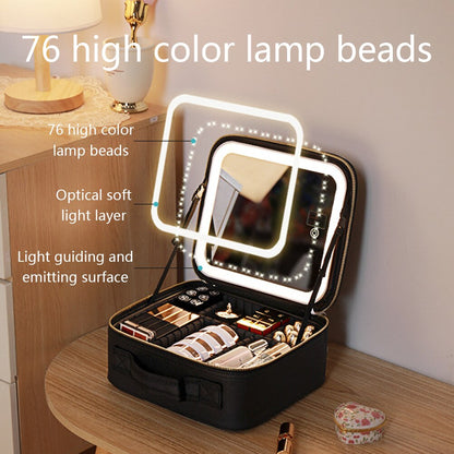Travel Makeup Case with LED Light & Mirror Portable Bowlift