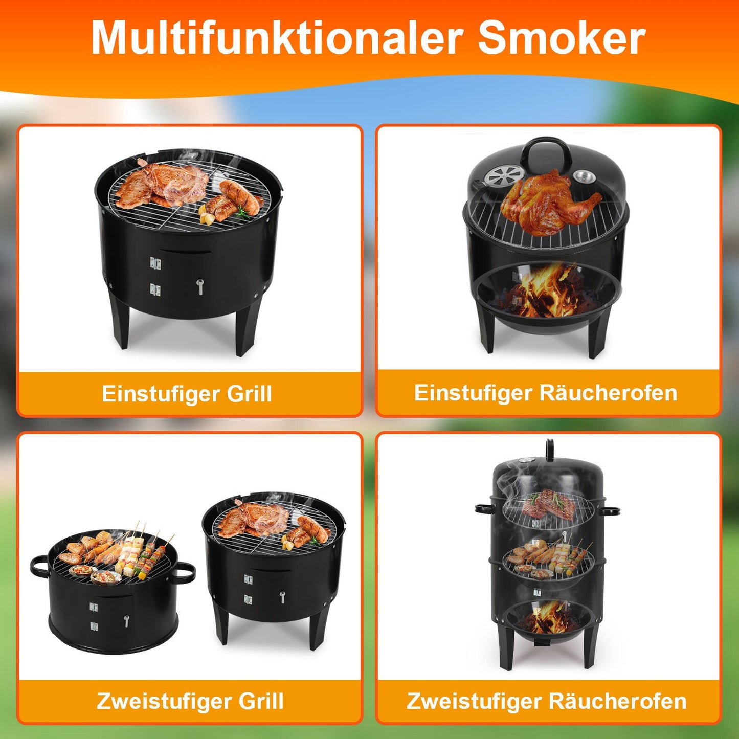 3 in 1 Smoker Smoking Oven 2 Levels | Bowlift