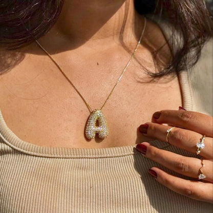 BowLift | Chunky Bubble Diamond Dazzle Initial Necklaces