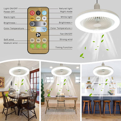 Energy-efficient ceiling fan with LED lighting and remote control | Suitable for any light socket