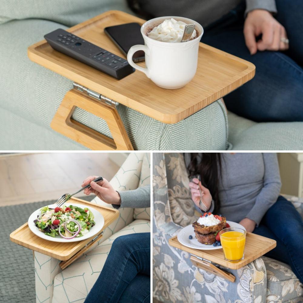 BowLift | SofaMate – Adjustable Sofa Arm Tray Table for Drinks, Snacks & Remote Control Storage