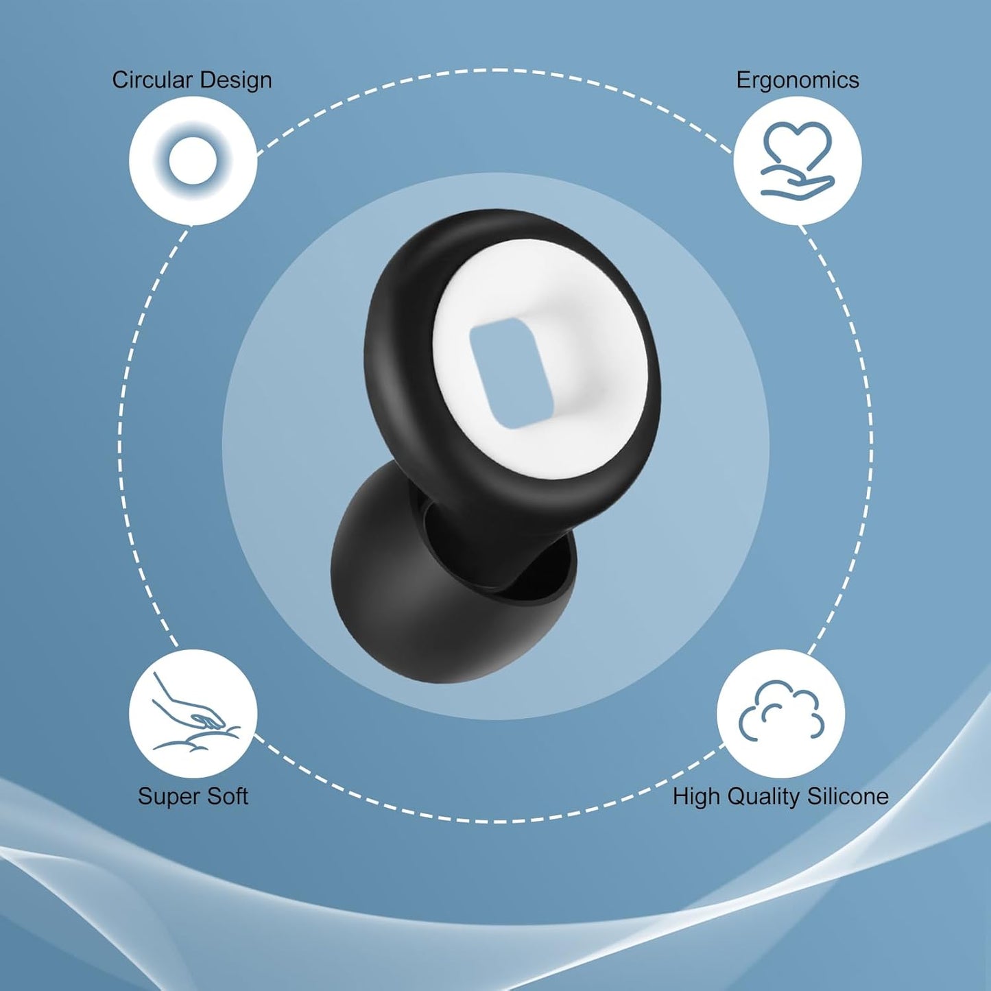 Soft silicone earplugs for noise reduction, silicone ear noise blockers for sleeping, noise sensitivity, air travel