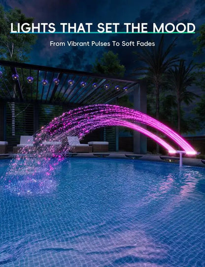 BowLift | Solar Pool Fountain with LED & Double Spray Arch – For Nighttime Pool Magic