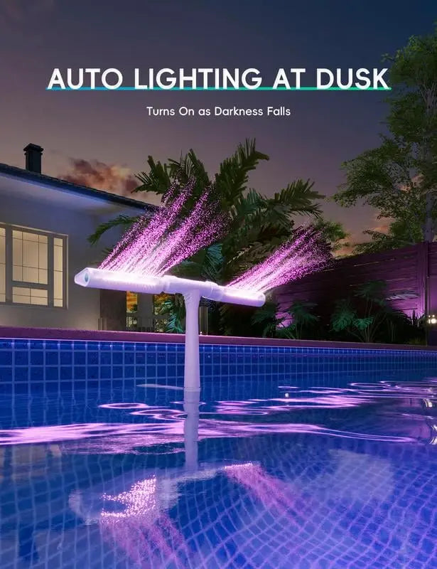 BowLift | Solar Pool Fountain with LED & Double Spray Arch – For Nighttime Pool Magic