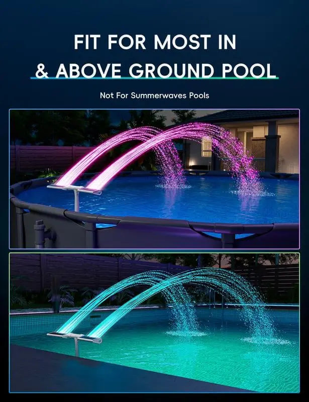 BowLift | Solar Pool Fountain with LED & Double Spray Arch – For Nighttime Pool Magic