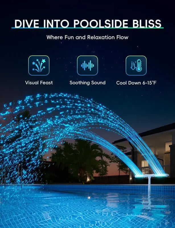 BowLift | Solar Pool Fountain with LED & Double Spray Arch – For Nighttime Pool Magic