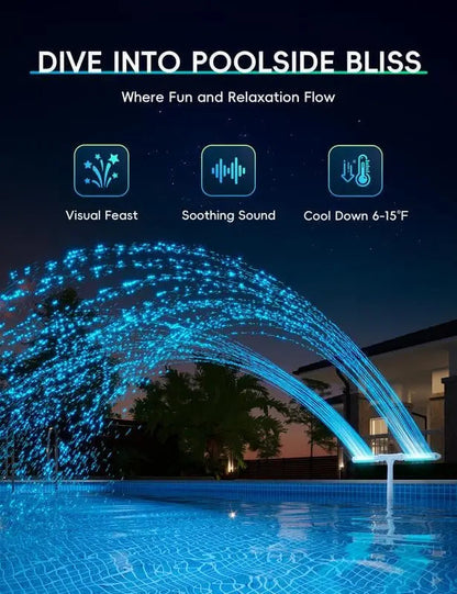 BowLift | Solar Pool Fountain with LED & Double Spray Arch – For Nighttime Pool Magic