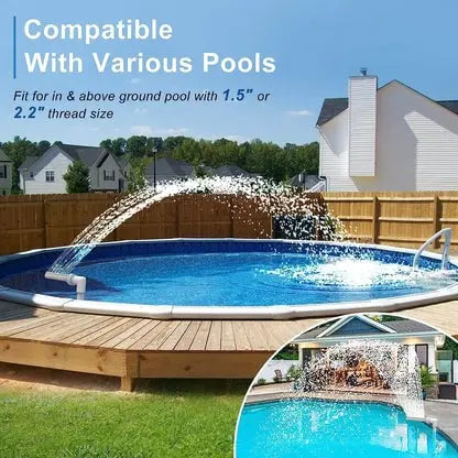 BowLift | Solar Pool Fountain with LED & Double Spray Arch – For Nighttime Pool Magic