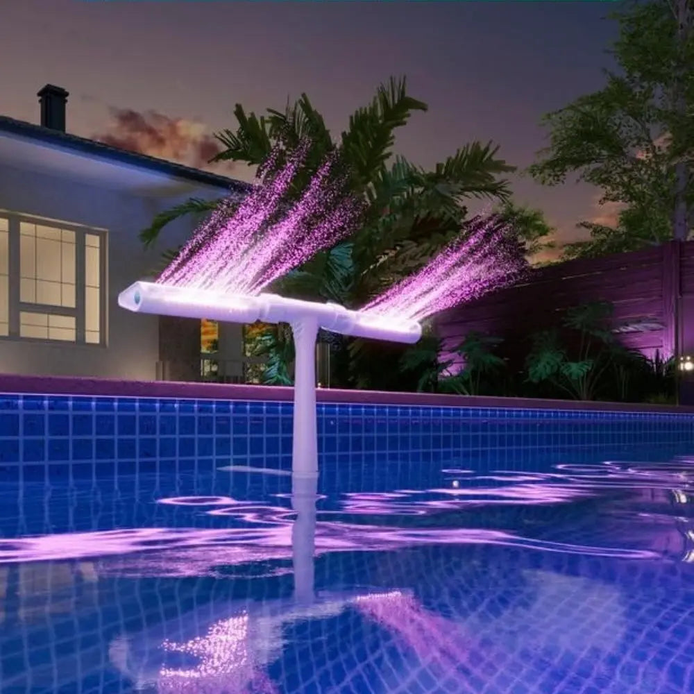 BowLift | Solar Pool Fountain with LED & Double Spray Arch – For Nighttime Pool Magic