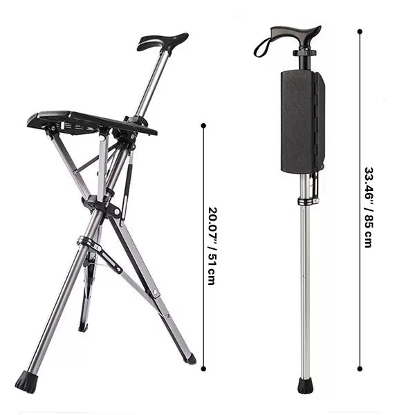 BowLift | SitWalk Foldable Walking Stick – Walking Stick with Sitting Function and Ergonomic Grip
