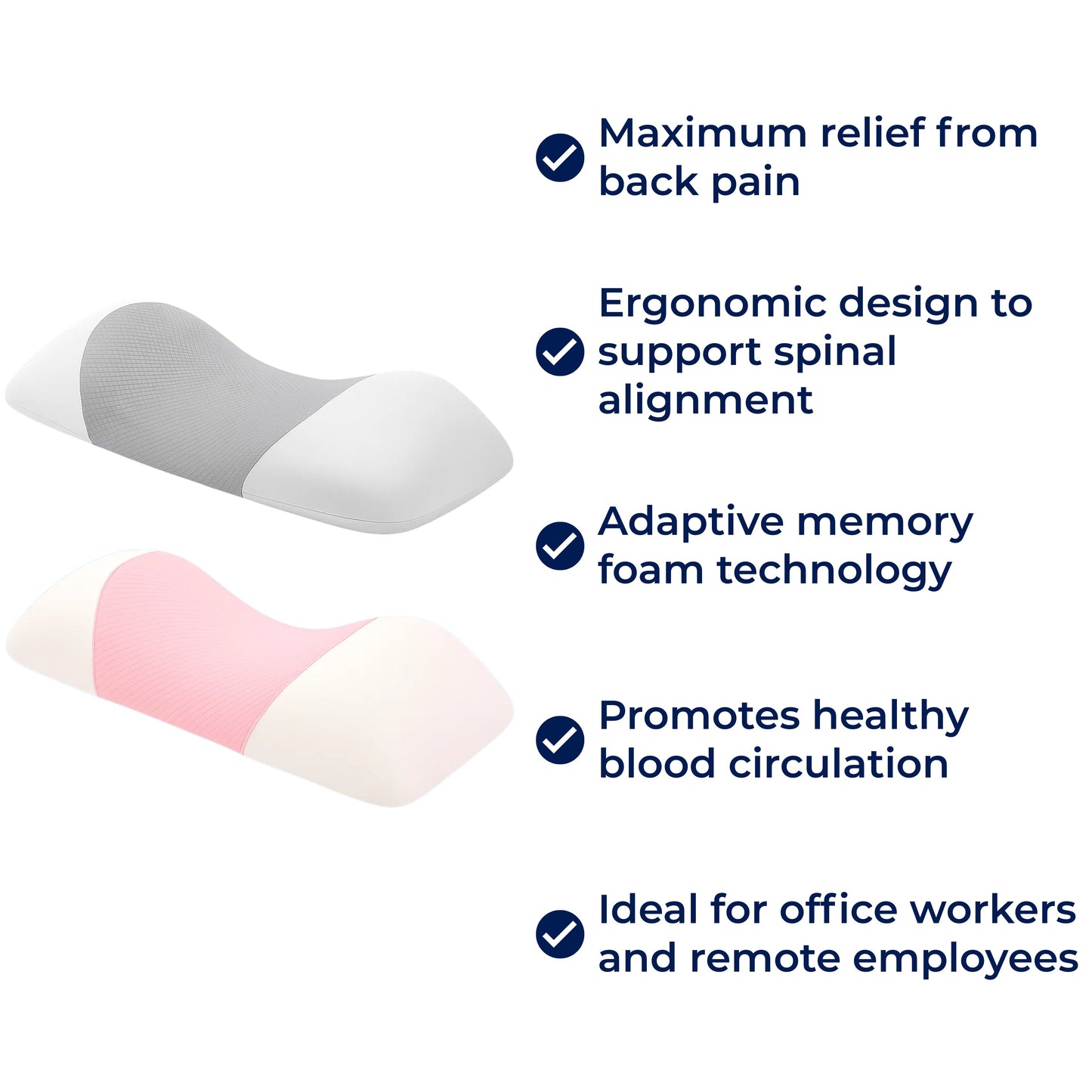 SpineEase | Memory Foam Lumbar Support Pillow – Back Pain Relief – Breathable Cover – Ergonomic Sleep Aid Karnz