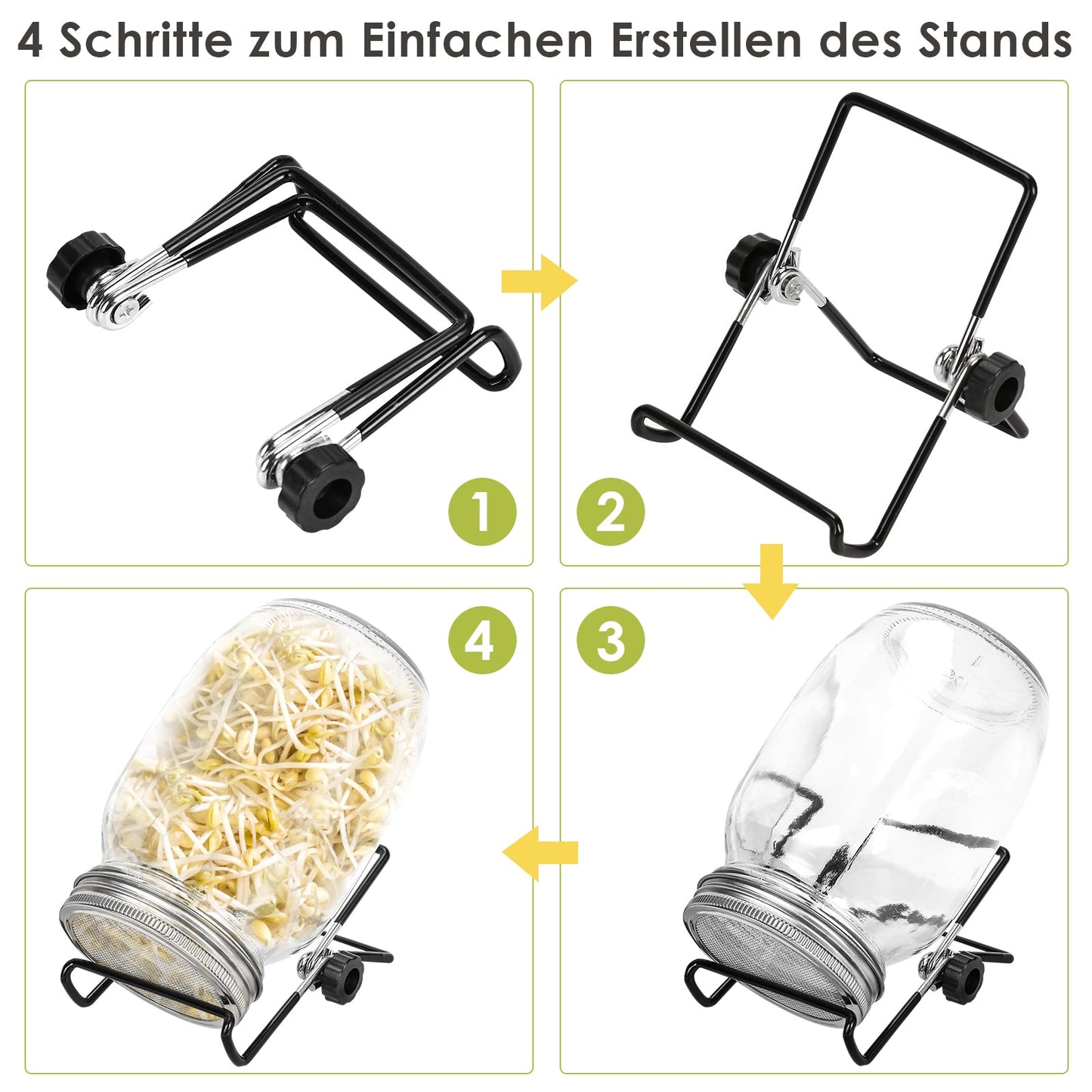 Sprouting glass germination glass 2pcs with lid & sieve 950ML | Bowlift