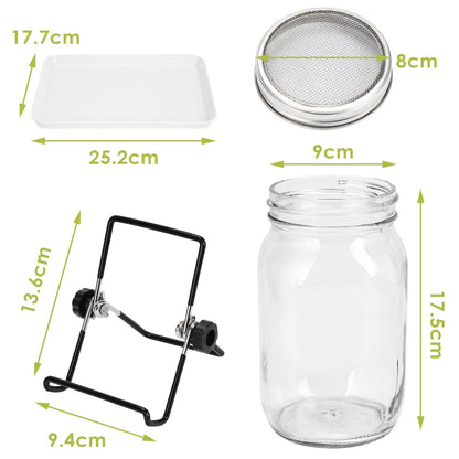 Sprouting glass germination glass 2pcs with lid & sieve 950ML | Bowlift