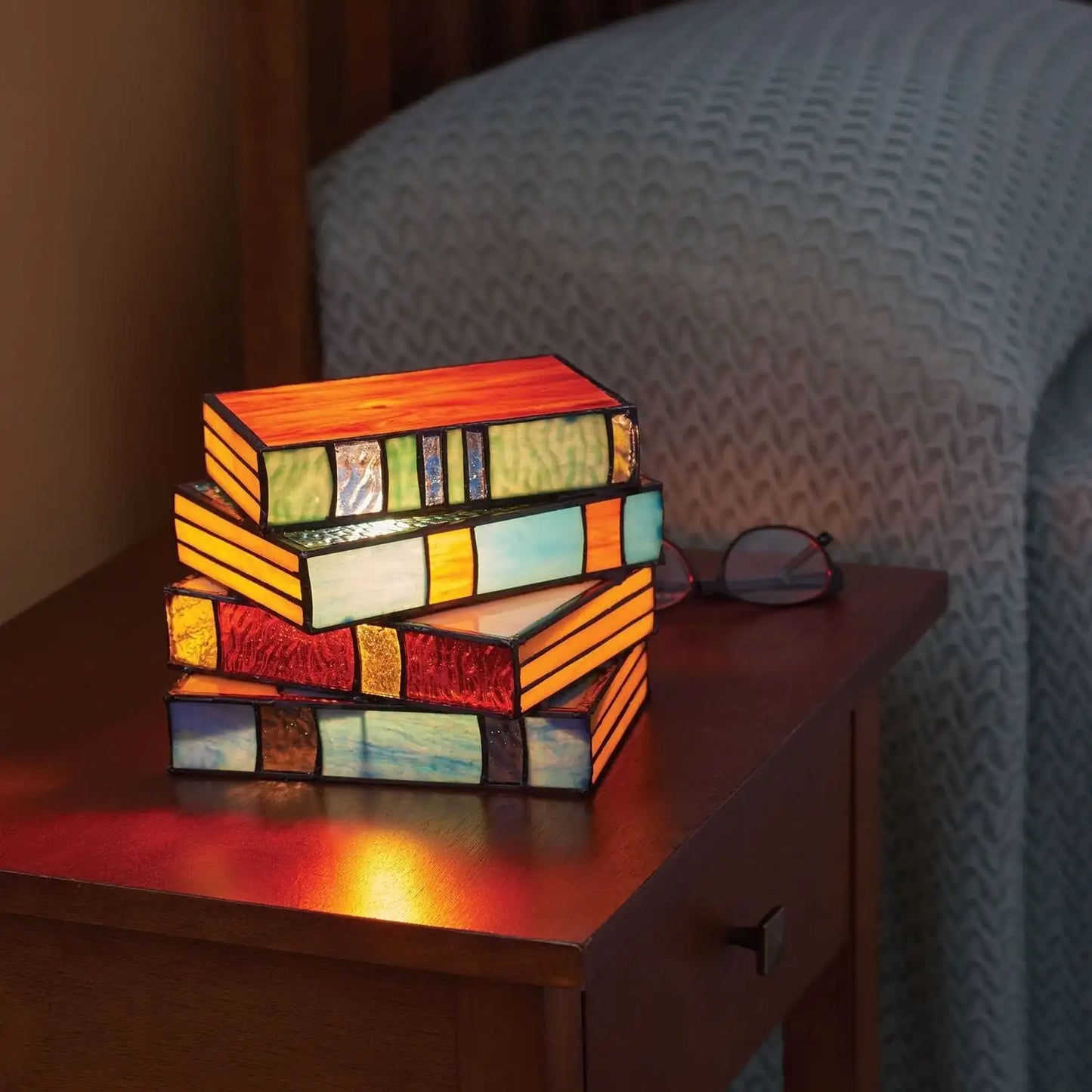 Colored Glass Book Lamp - Stylish Reading Lamp for Books, Table Lamp | Brehn