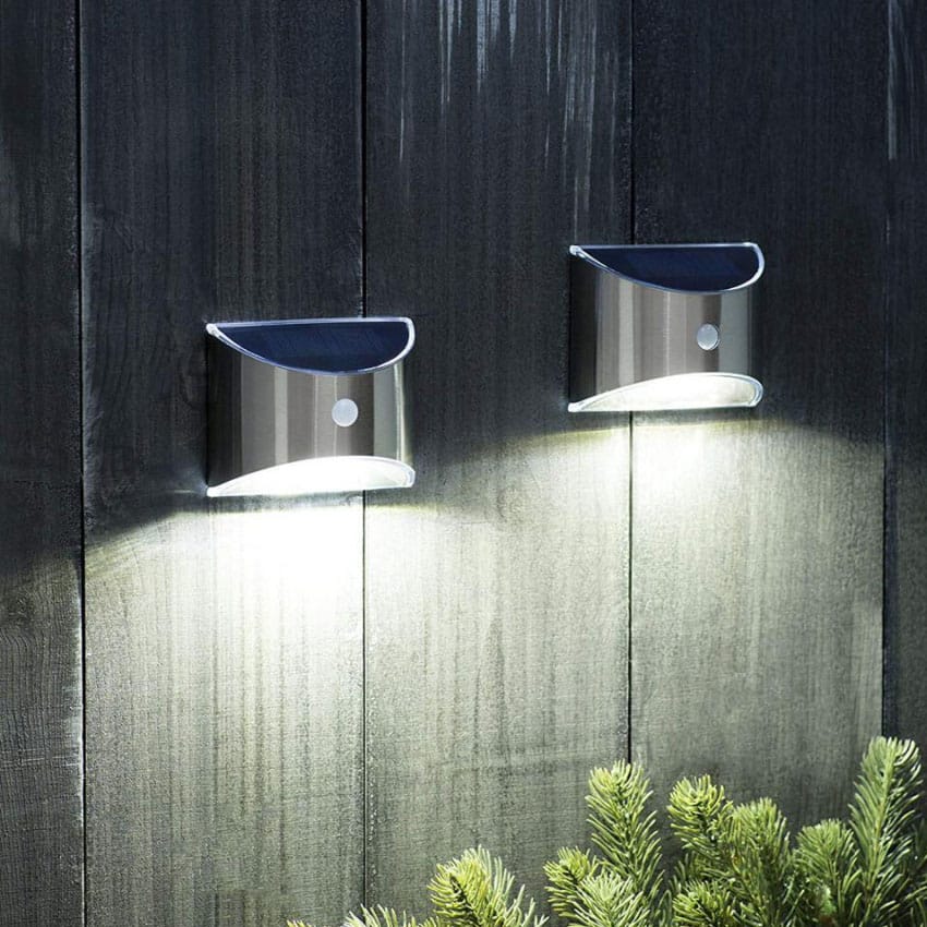 LED Solar Cell Wall Light (Downlight), 2 pcs. stainless steel | Bowlift