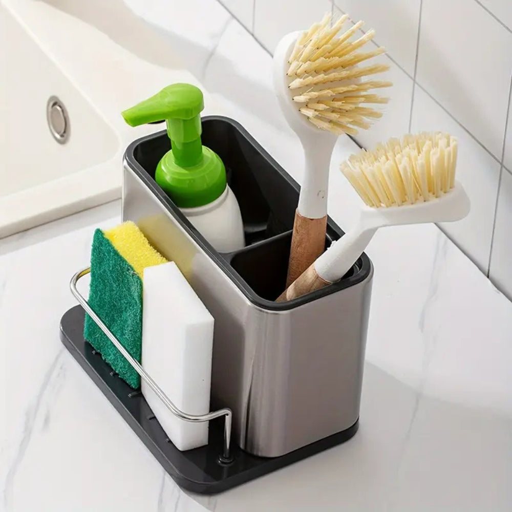 BowLift | Stainless Steel Dish Soap Dispenser & Utensil Rack