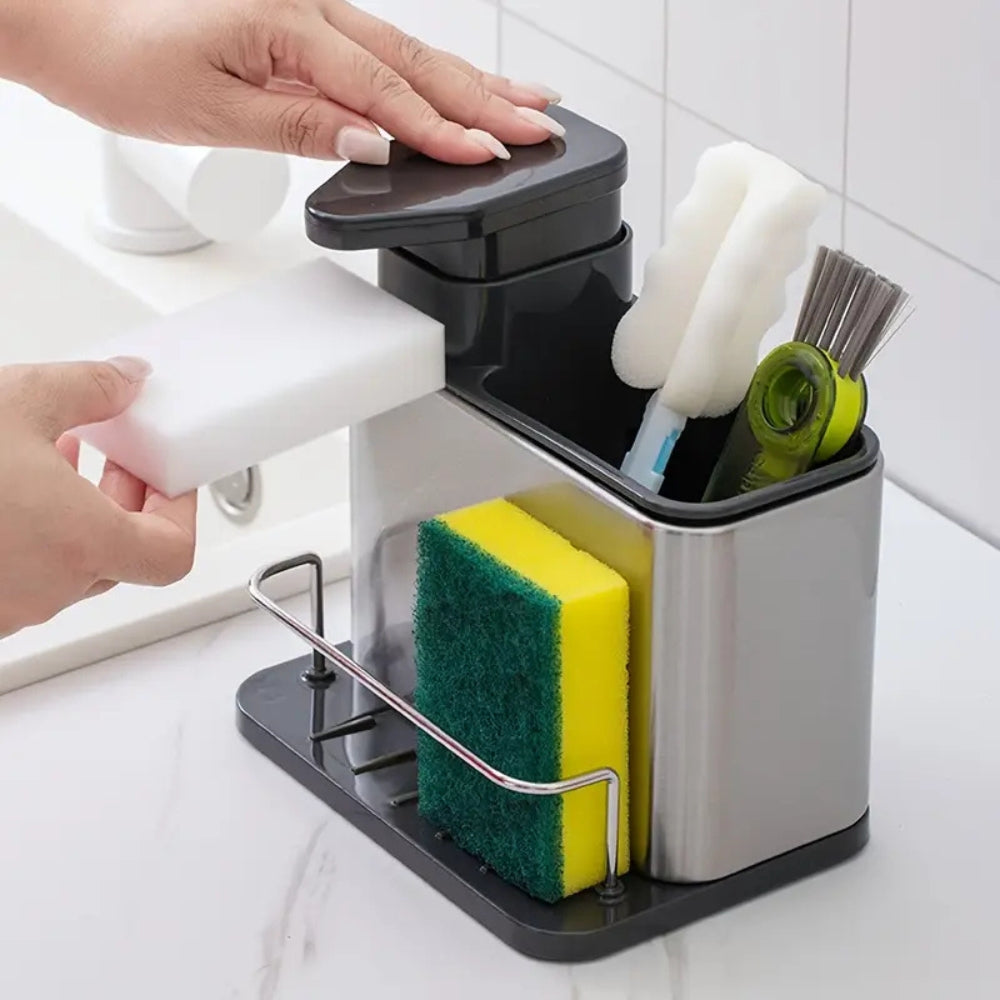 BowLift | Stainless Steel Dish Soap Dispenser & Utensil Rack