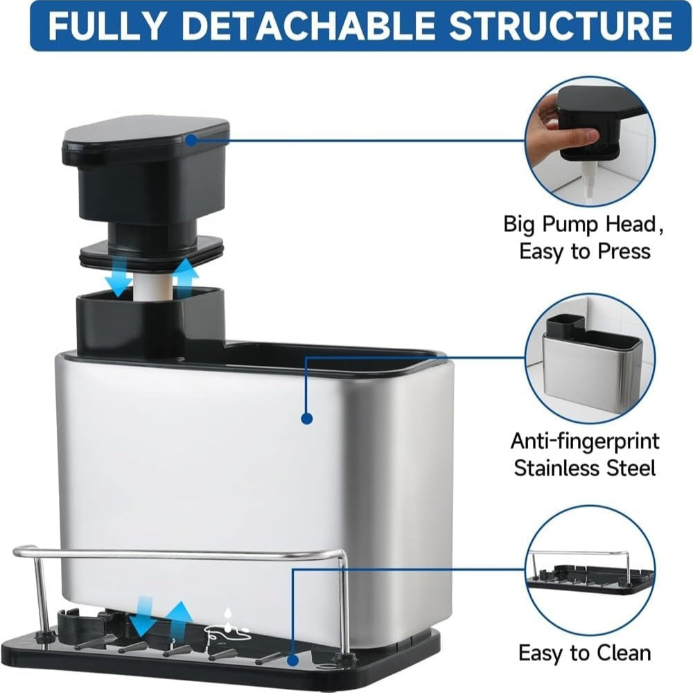 BowLift | Stainless Steel Dish Soap Dispenser & Utensil Rack