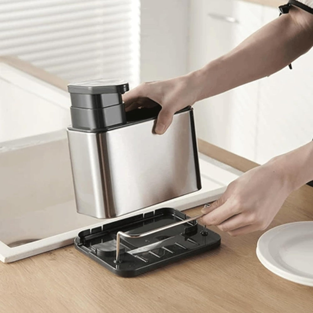 BowLift | Stainless Steel Dish Soap Dispenser & Utensil Rack