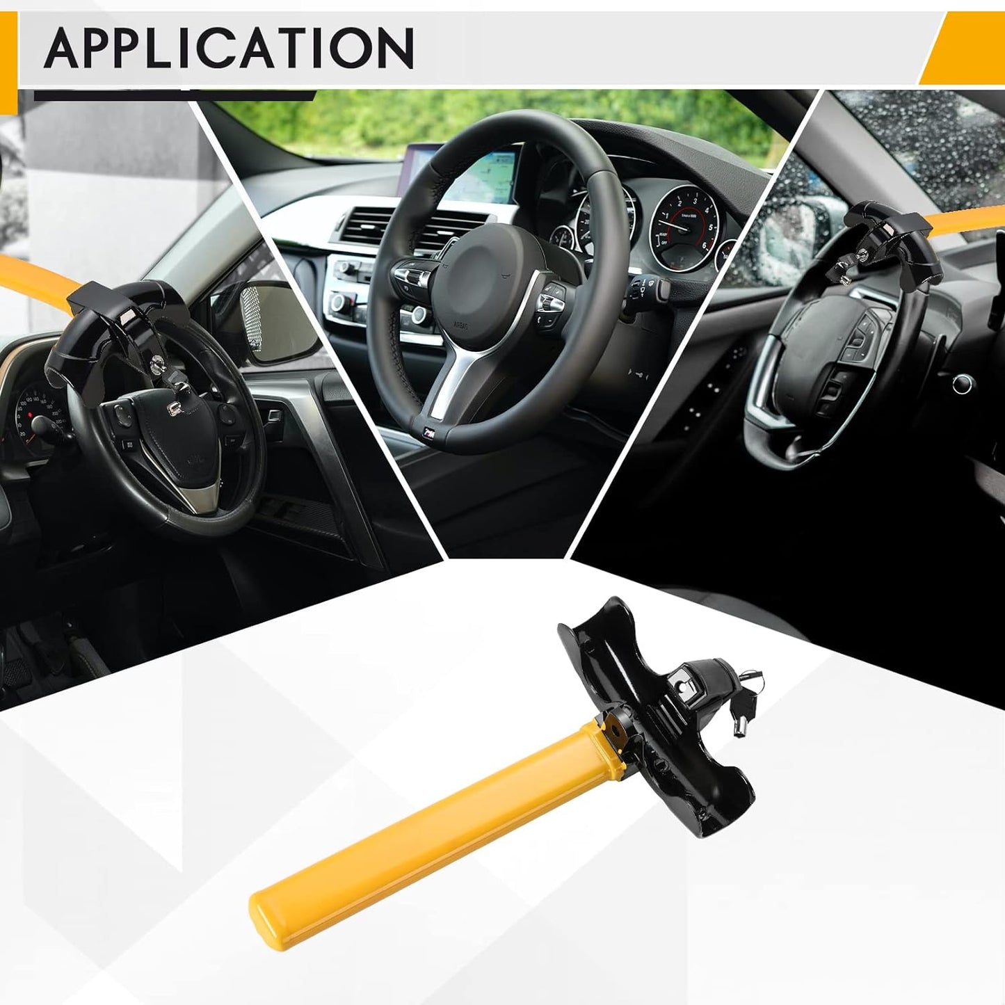 Universal Steering Wheel Lock with Adjustable Fit for Cars, Trucks and SUVs