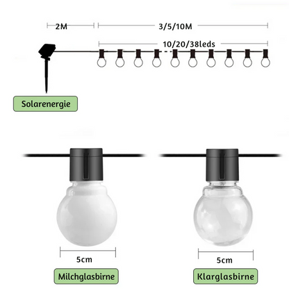 BowLift | Waterproof Outdoor String Lights - Solar Garden Lighting for Balcony & Terrace