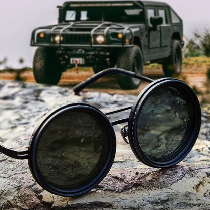 BowLift | VisionRound Polarized Sunglasses – Unisex Retro Design with Adjustable Light Filter