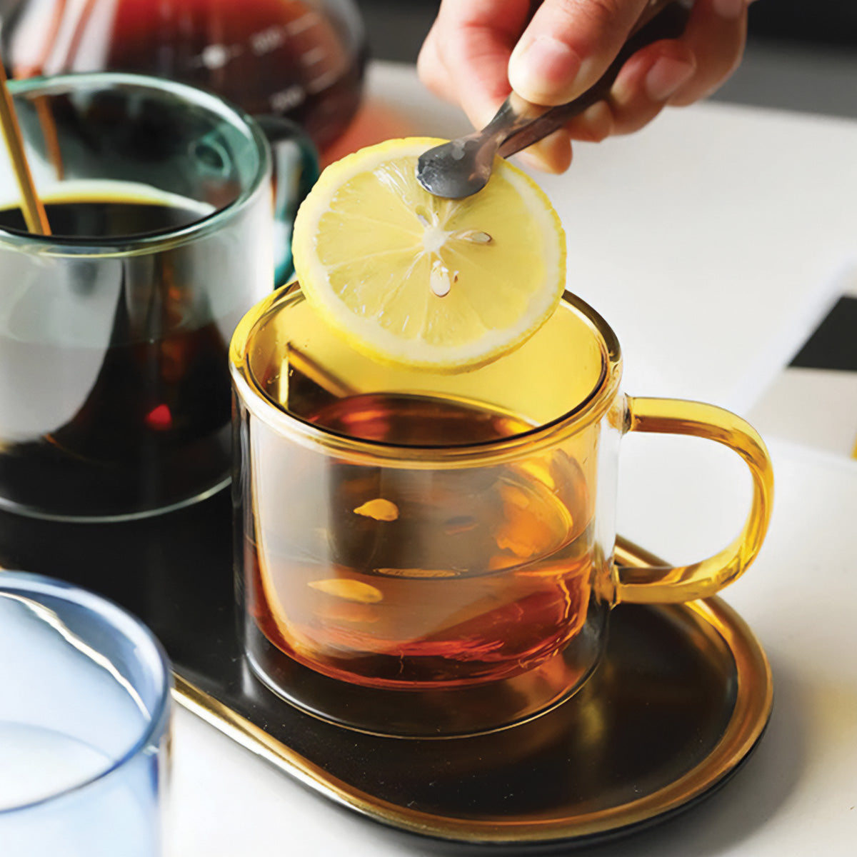 BowLift | DoublyMug | Tinted glass mug for hot beverages