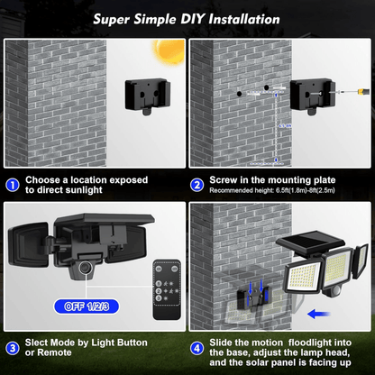Skanto | Solar-Powered LED Security Light with Motion Sensor & Remote Control