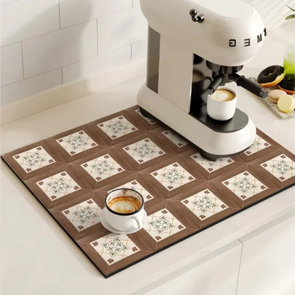 BowLift | Retro Tile Design Absorbent Coffee Mat