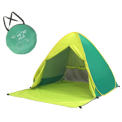 Sandsberg | With Curtain Automatic Instant Pop-Up Tent Portable Beach Tent, Size: 200x165x130cm (Green)