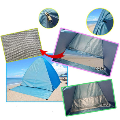 Sandsberg | With Curtain Automatic Instant Pop-Up Tent Portable Beach Tent, Size: 200x165x130cm (Green)