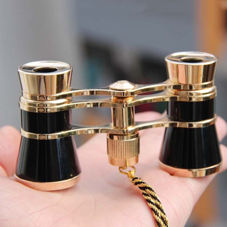 BowLift | 3x25mm Classic Women's Drama Observation Telescope Portable Binoculars With Chain (Black)