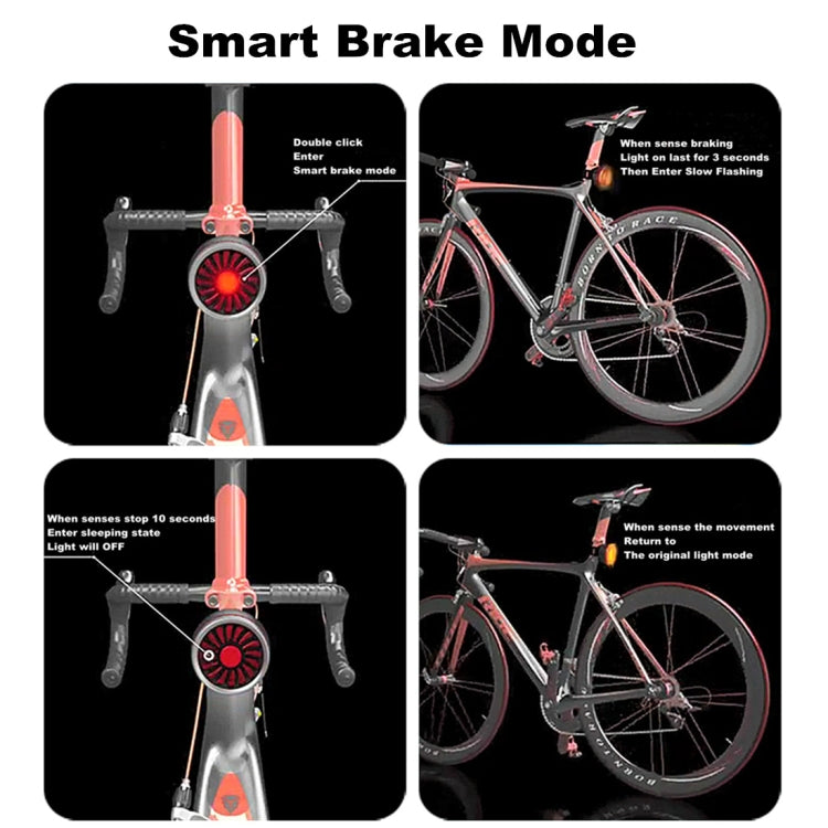 Brehn | Bicycle Smart Sensor Brake Light USB Taillight Warning Light (Titanium)