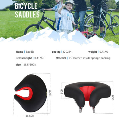 Skanto | Noseless Bike Seat Mountain Bike Thick Soft Padding (Red)