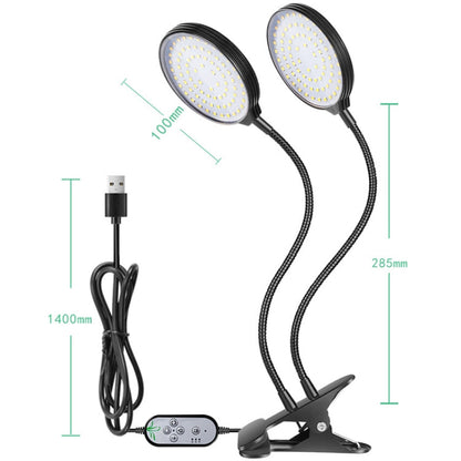 Skanto Skanto | LED Grow Light USB Remote Clip Waterproof Full Spectrum Natural White Seedling Light, Power: 45W Three Heads