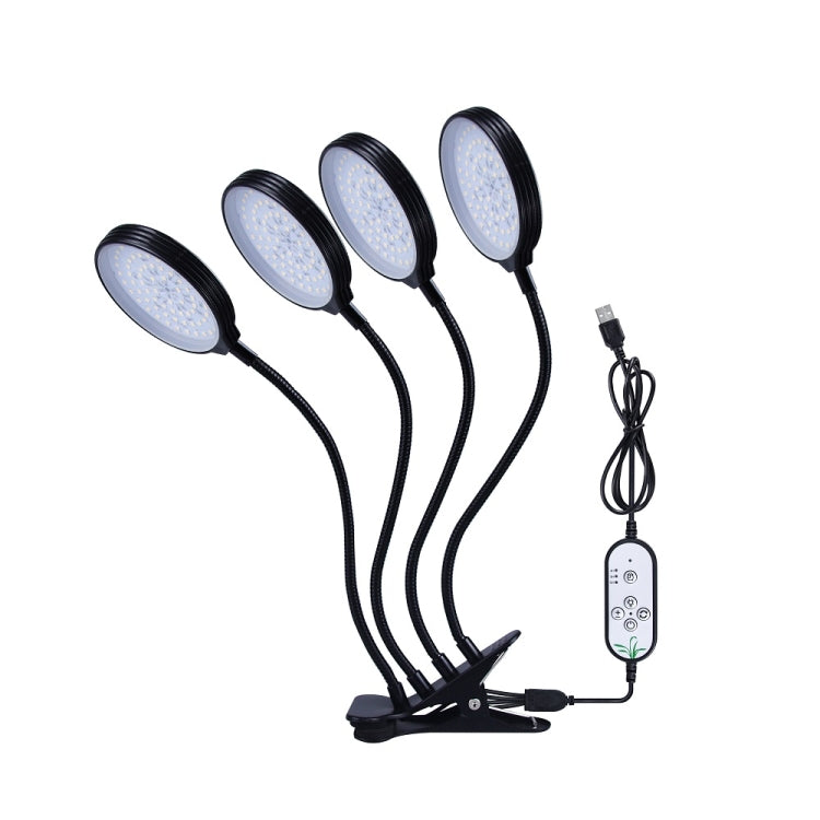 Skanto | Skanto LED Grow Lights USB Remote Control Clamp Waterproof Full Spectrum Natural White Seedling Light, Power: 60W Four Heads