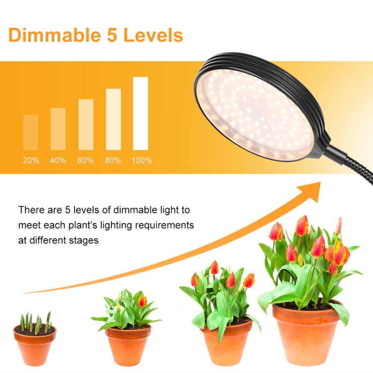 Skanto | Skanto LED Grow Lights USB Remote Control Clamp Waterproof Full Spectrum Natural White Seedling Light, Power: 60W Four Heads