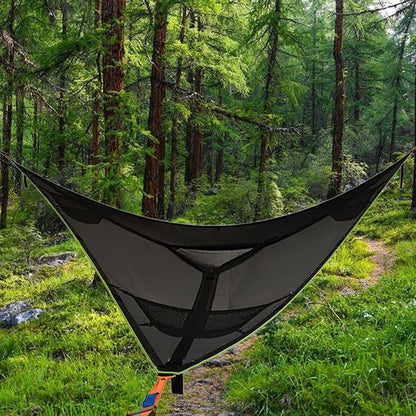 2.8 m Family Outdoor Portable Air Tent Multi-person Camping Triangle Hammock (Black)