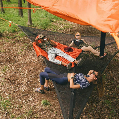 2.8 m Family Outdoor Portable Air Tent Multi-person Camping Triangle Hammock (Black)