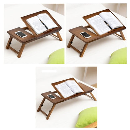 Skanto | 741ZDDNZ Foldable Bed Use Height-Adjustable Laptop Table Dorm Study Desk, Specification: Classic Tea Color 64cm Bamboo Thickness