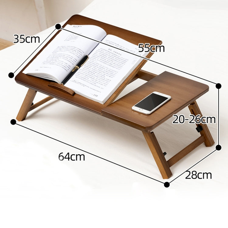 Skanto | 741ZDDNZ Foldable Bed Use Height-Adjustable Laptop Table Dorm Study Desk, Specification: Classic Tea Color 64cm Bamboo Thickness