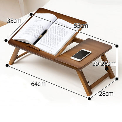 Skanto | 741ZDDNZ Foldable Bed Use Height-Adjustable Laptop Table Dorm Study Desk, Specification: Classic Tea Color 64cm Bamboo Thickness
